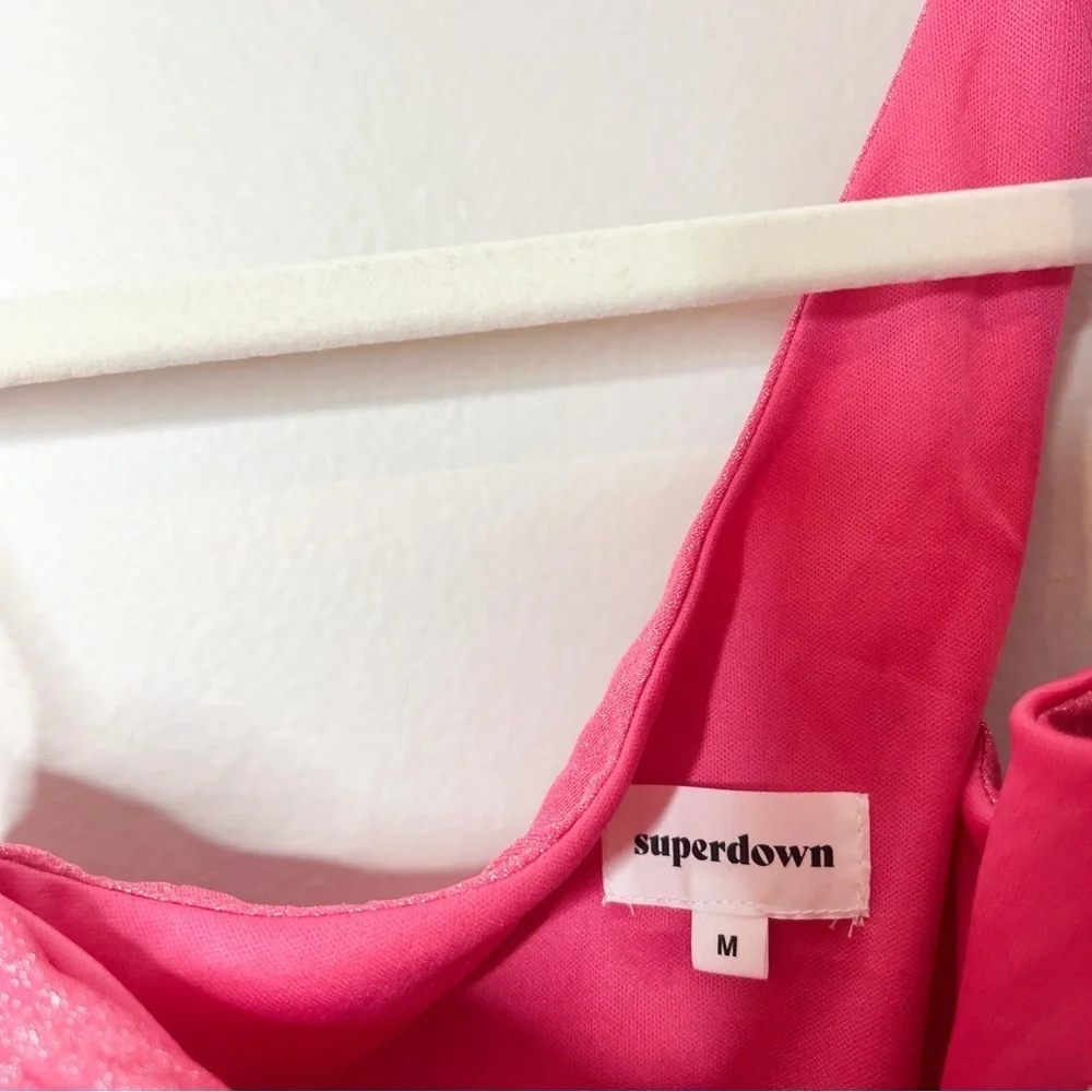 Superdown Jayden One Shoulder Mini Dress in Pink Glitter - Picture 7 of 9
